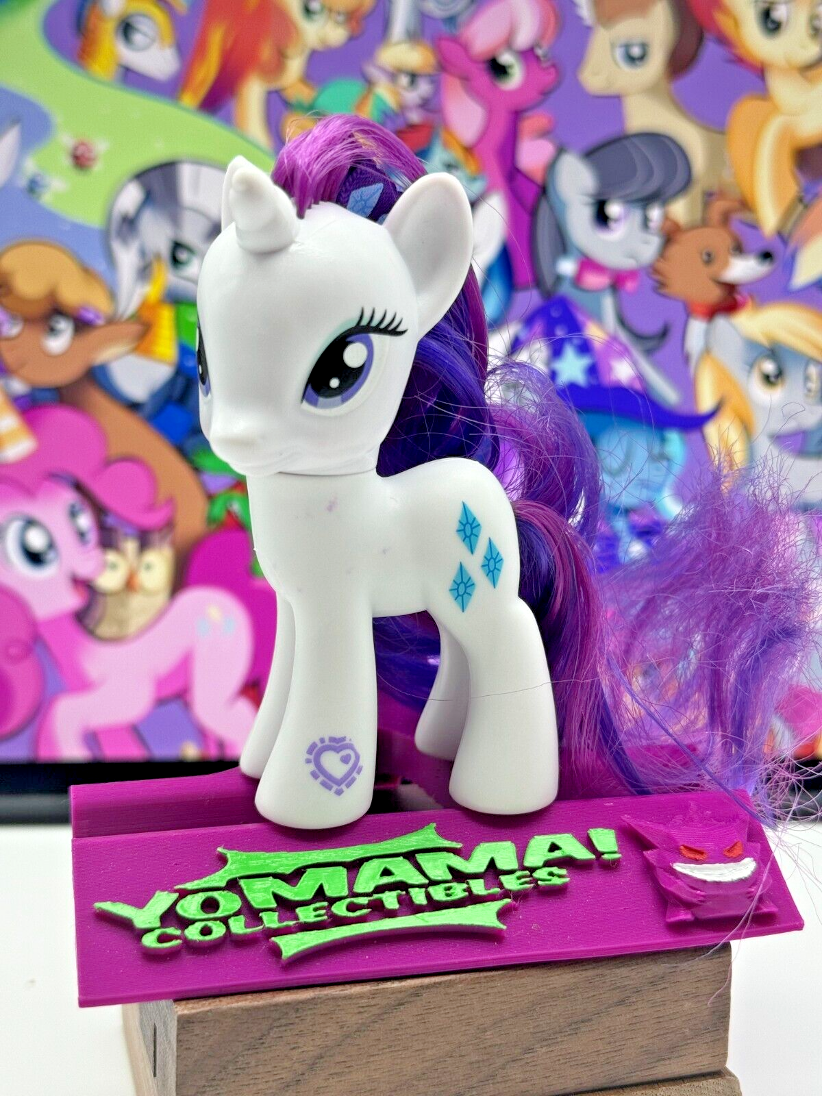 2010 Hasbro My Little Pony Rare W/Ribbon Attached G4 Rarity Authentic 3" MLP