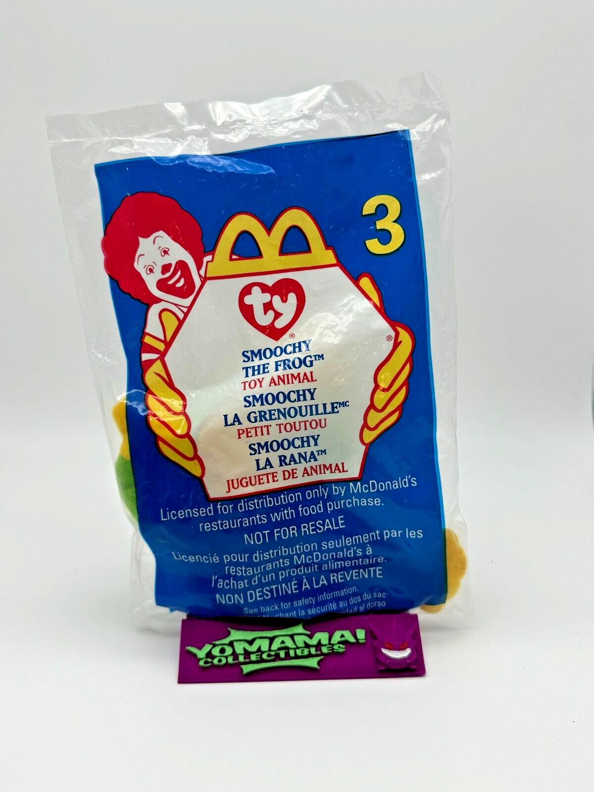 SEALED 1999 McDonalds Happy Meal TY ERROR Smoochy The Frog Beanie Babies #3 Toy