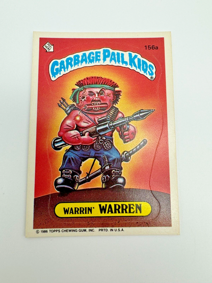 1986 Topps Garbage Pail Kids Series 4 WARRIN' WARREN # 156A GPK MADE IN USA