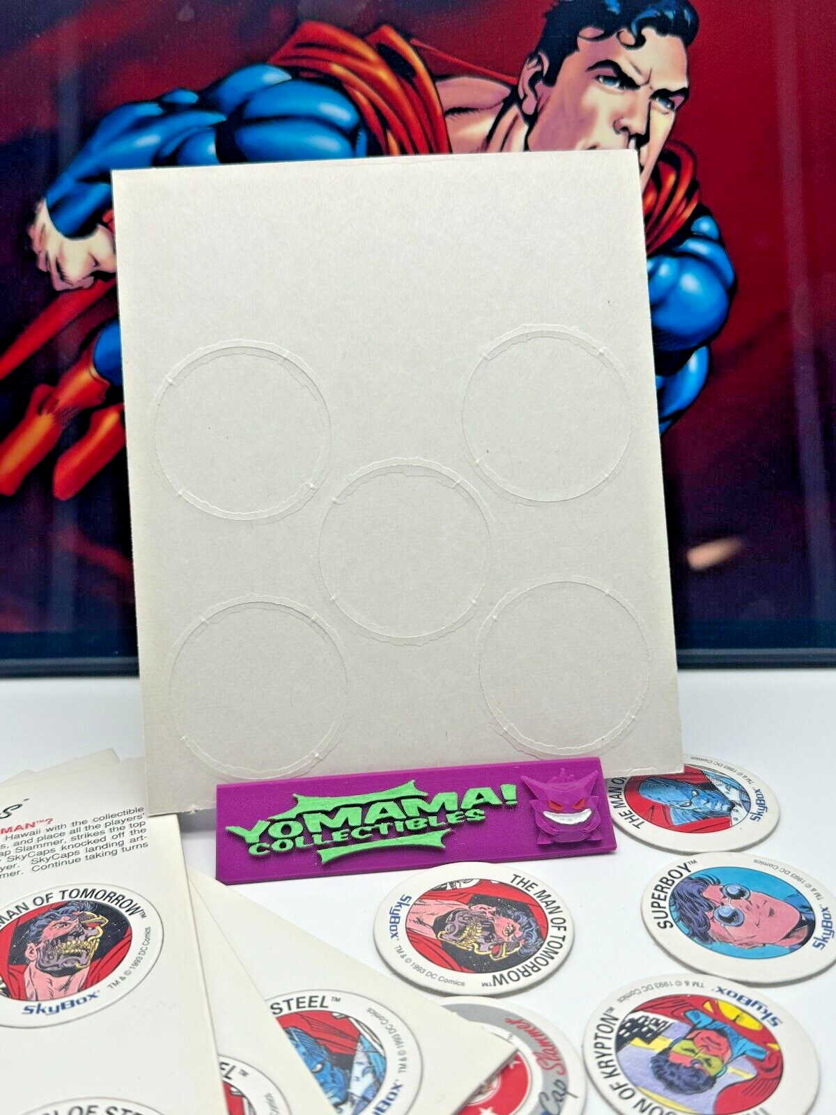 1 x 1993 Vintage DC Comics Skybox UNPUNCHED Pogs Superman Man of Steel FREE GIFT